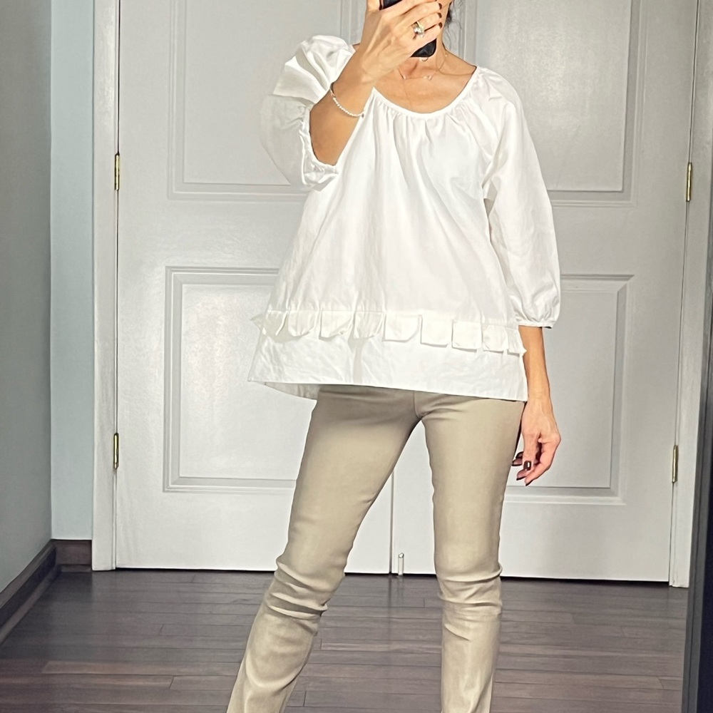 See by Chloe linen cotton blend puff sleeves blouse size 6